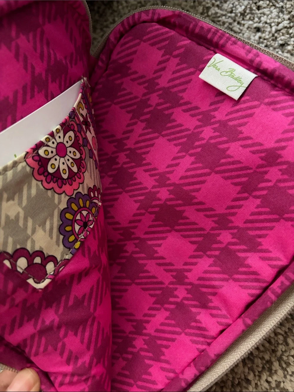 Vera Bradley Magenta Quilted Tablet Sleeve with Paisley Pocket